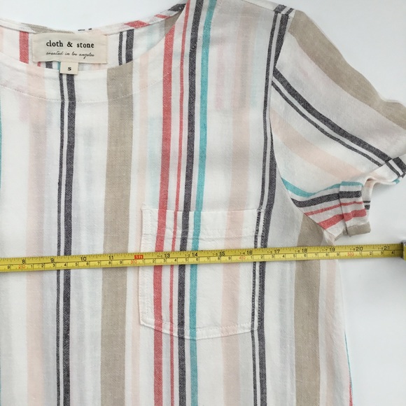 Cloth & Stone Dress Striped Linen Blend Size S - Picture 7 of 8